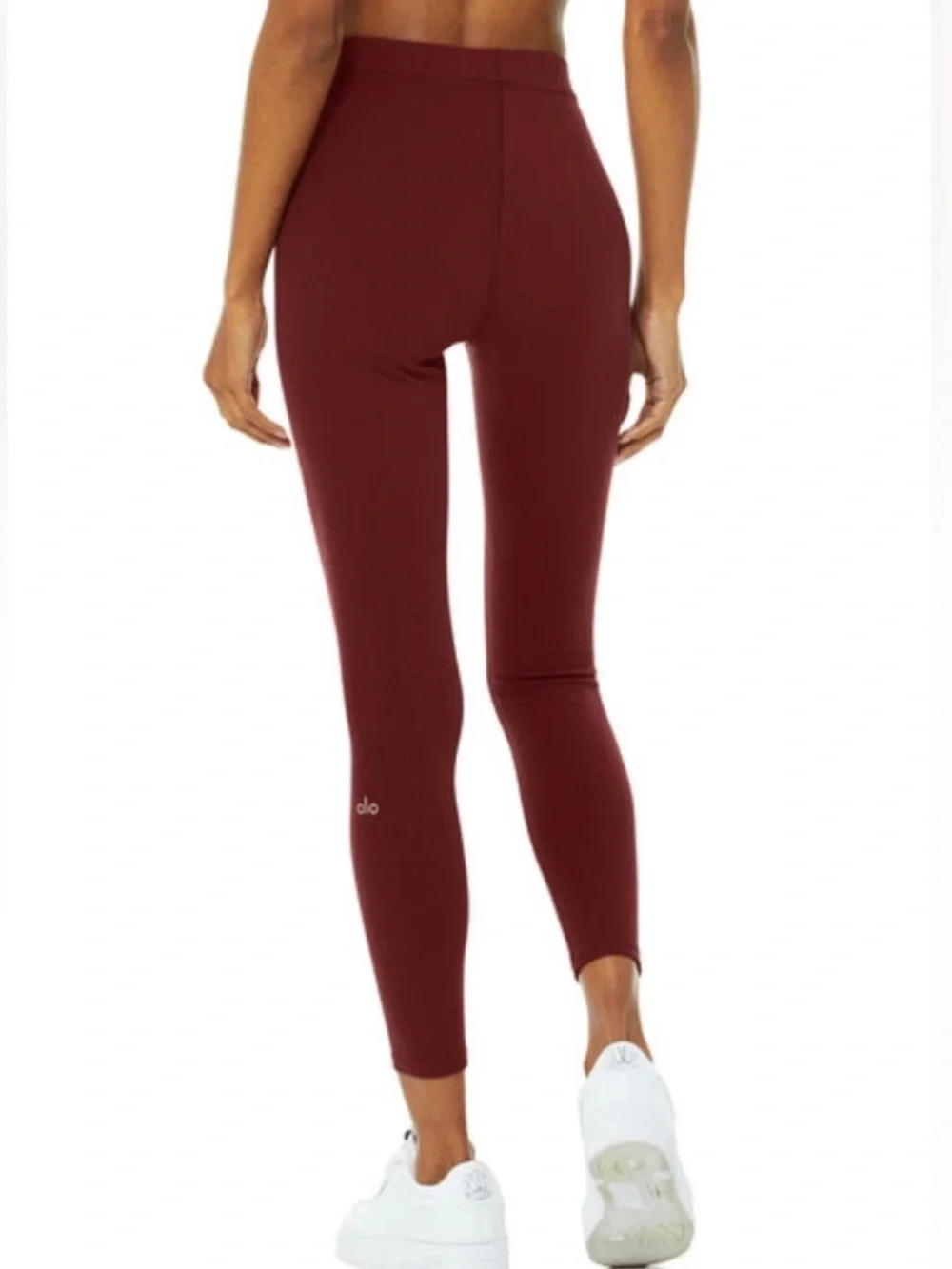 Alo Yoga Blissful Leggings Ribbed High Waist 7/8 Women’s Size Small In Red